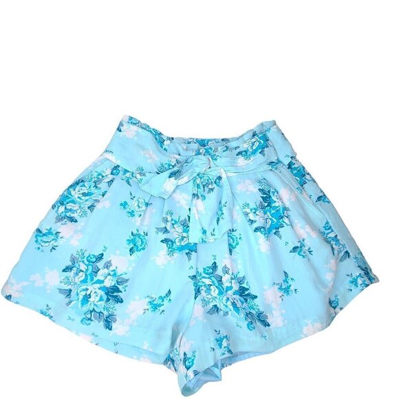 Women's Blue White Ditsy Floral Pleated High Waist Flared Skort Short - Picture 1 of 10